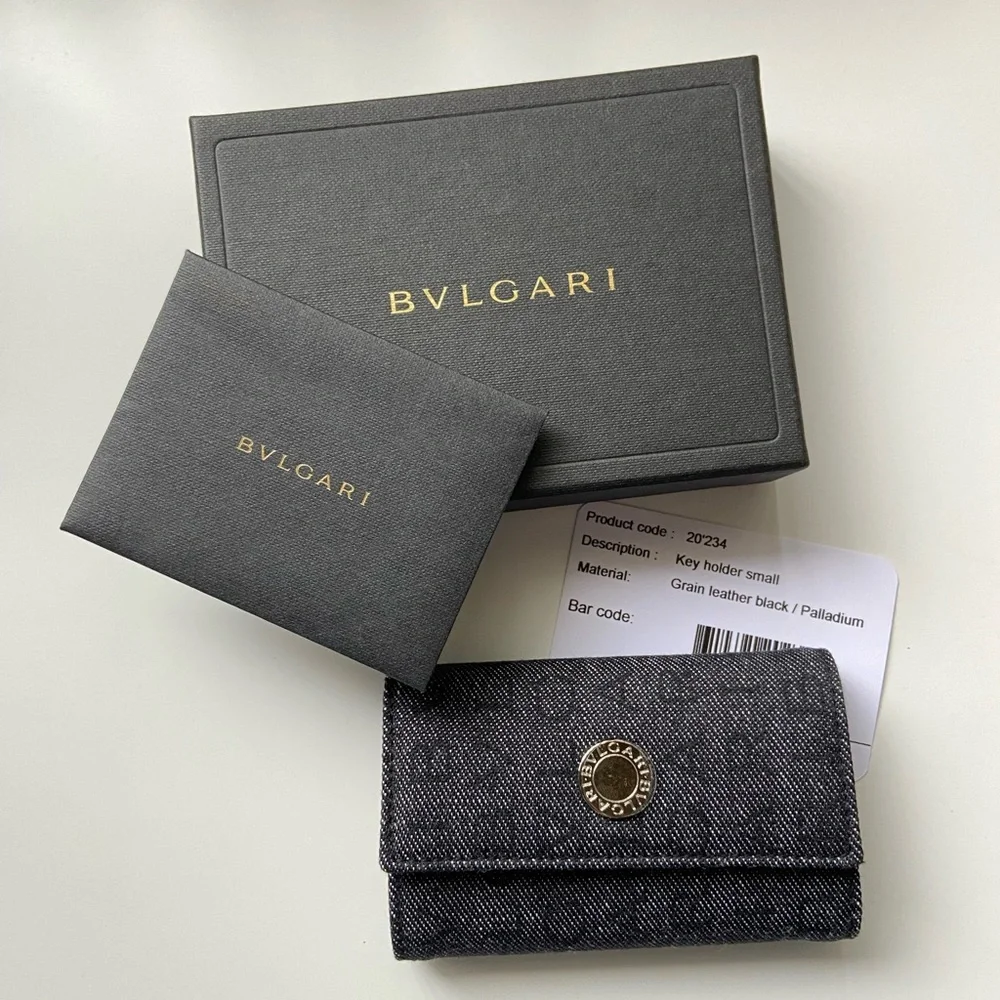 Bulgari canvas leather key wallet